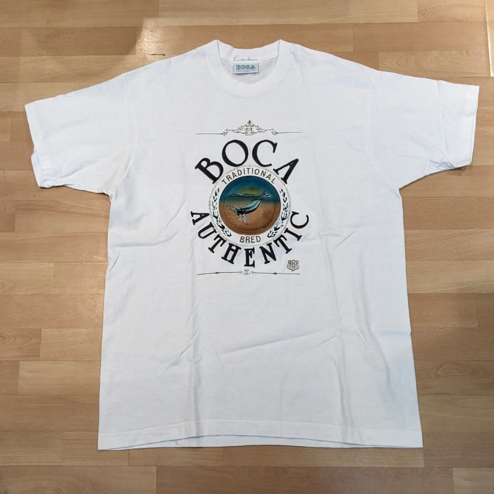 Boca Authentic Sculpted Leather Whale Patch T-Shirt XL - Single Stitch